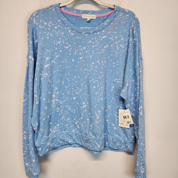 P.J. Salvage Pullover Pajama Top Size L Blue Splatter Flick Of The Brush Relaxed - Picture 4 of 16